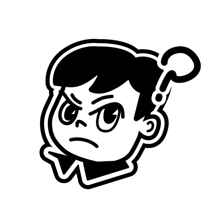 Cartoon face with a key sticker